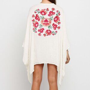Z&L Europe Kimono Robe Embroidered Floral Duster Size Medium b56